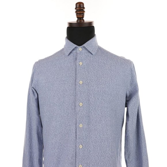 Taylor Stitch Flannel Shirt Men's 40 Blue Organic Cotton Long Sleeve Button - Picture 3 of 10